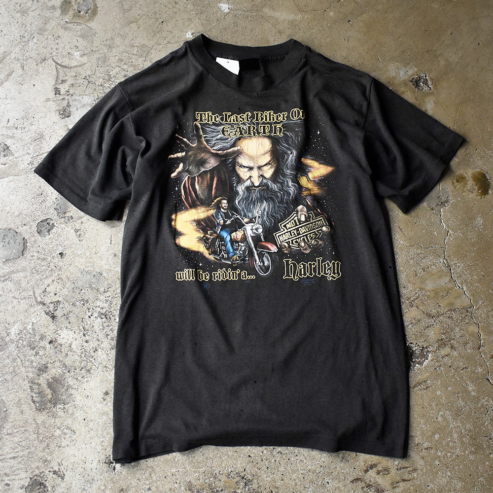 80's Harley Davidson 3D EMBLEM “The Last Biker on Earth” Tシャツ USA製 240718H