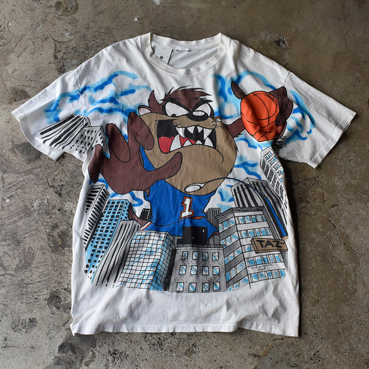 90's AOP！　Looney Tunes "タズマニアン・デビル" バスケットボール！ 海外アニメ キャラ Tシャツ 230724H