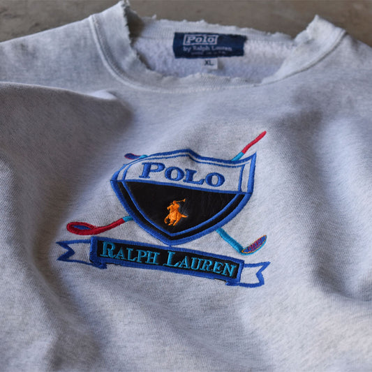 90’s ブートレグ POLO RALPH LAUREN レザーパッチ！ ロゴスウェット USA製 231114