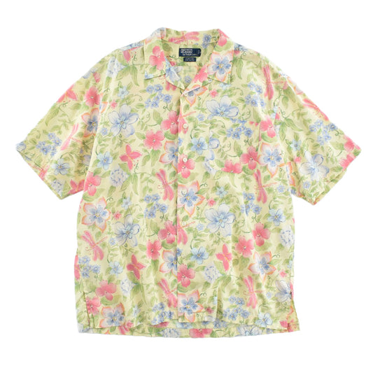 90's Polo Ralph Lauren "CLAYTON" 花＆トンボ オープンカラーシャツ 260626H