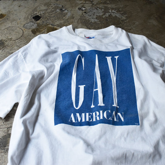 90's “GAY AMERICAN“ GAPパロディ！ Tシャツ USA製 240430H