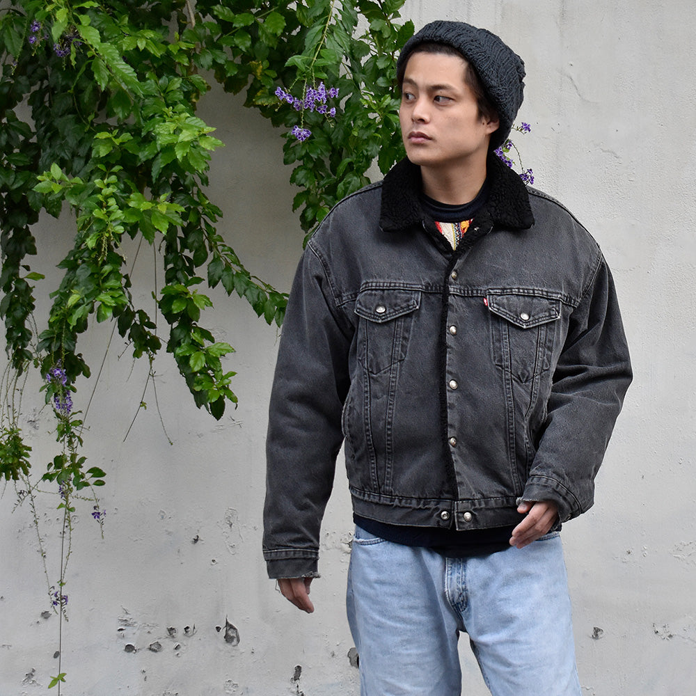 90’s Levi's オールブラック！ デニム ボアジャケット USA製 241108H