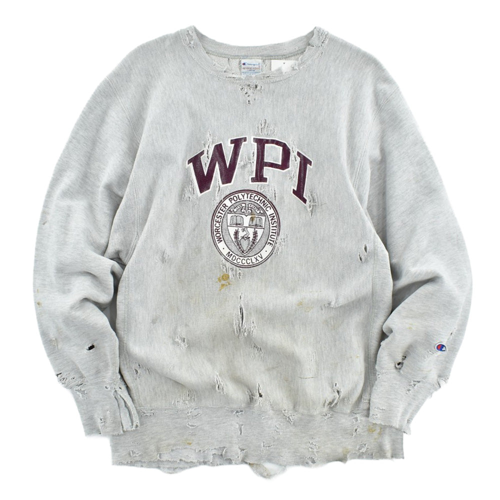 90’s Champion チャンピオン リバースウィーブ WPI カレッジ ボロスウェット グレー