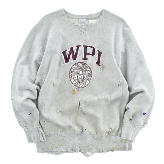 90’s Champion チャンピオン リバースウィーブ WPI カレッジ ボロスウェット グレー