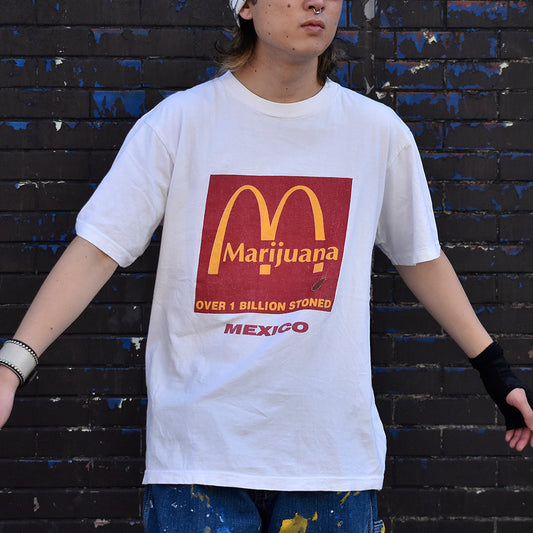 90's Marijuana マクドナルドパロディ！ Tシャツ 231201H