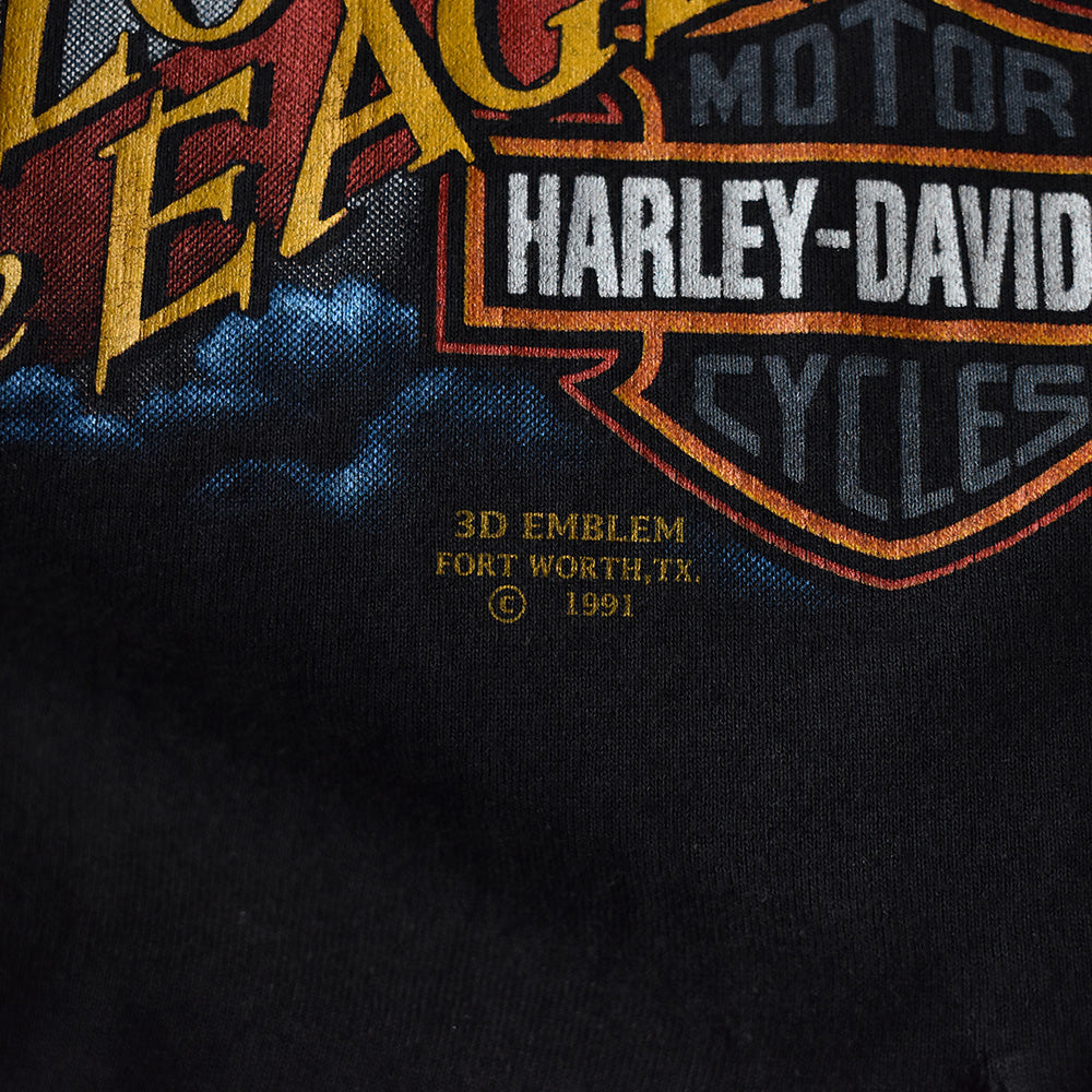 90's　カスタム！　3D EMBLEM　Harley-Davidson/ハーレーダビッドソン　ビーズ付き フリンジTee　USA製　230710H　