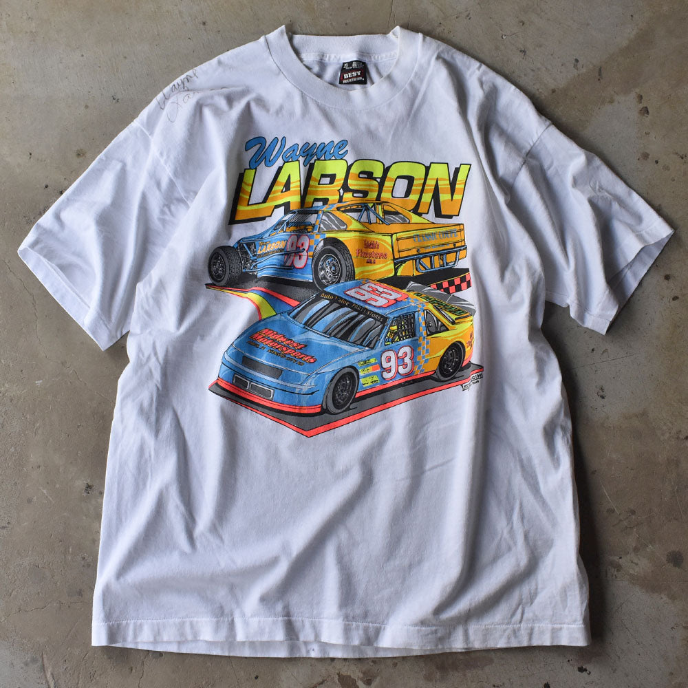 90’s “Wayne Larson ＃93” サイン入り 両面プリント レーシング Tシャツ USA製 240524