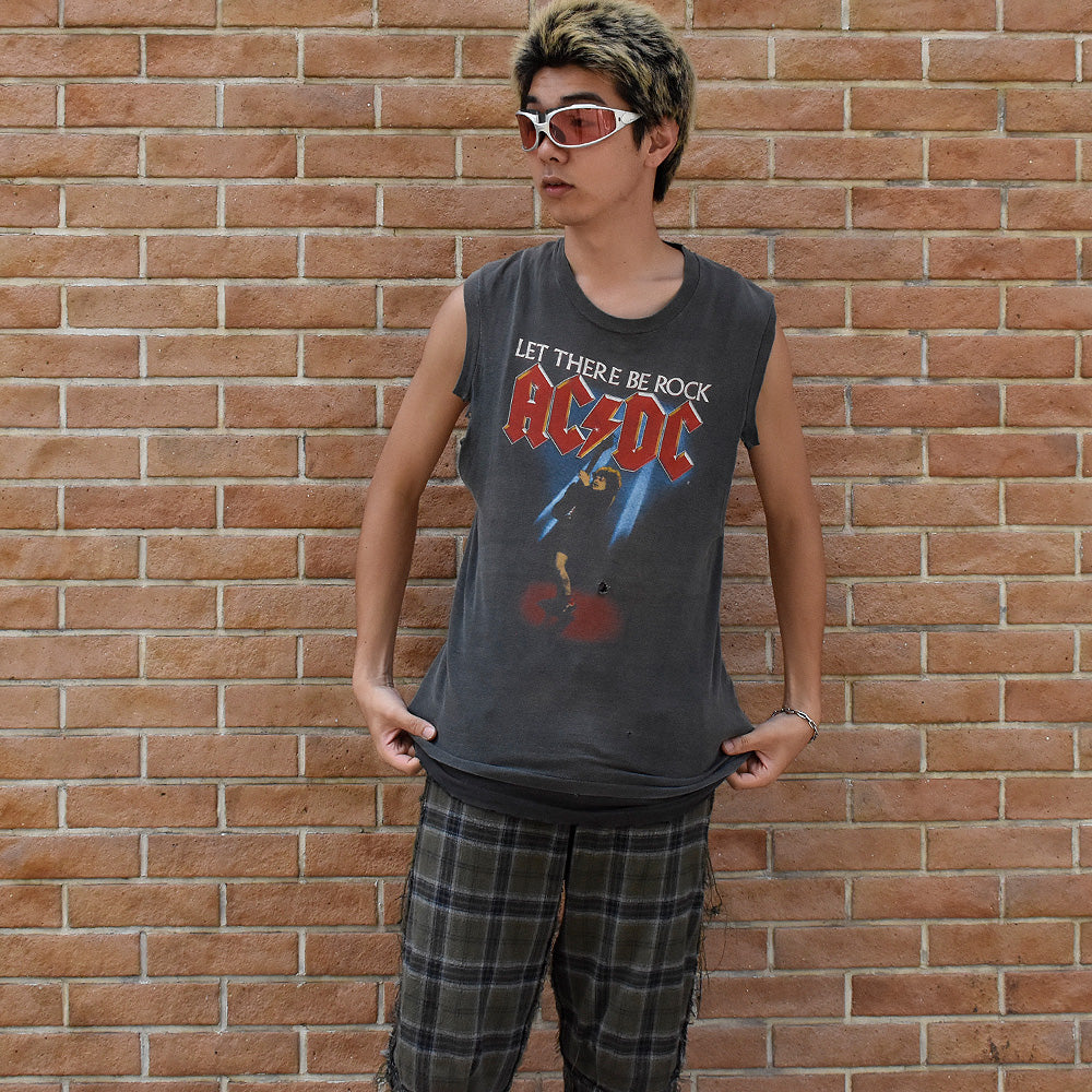 80's AC/DC “Let There Be Rock“ World Tour ノースリーブ ロック Tシャツ 250805H