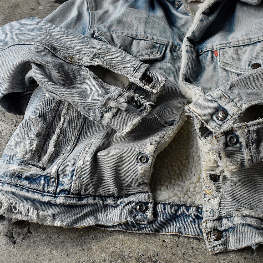 80's ボロ！ Levi's 70608-0216 デニムボアジャケット USA製 240105H