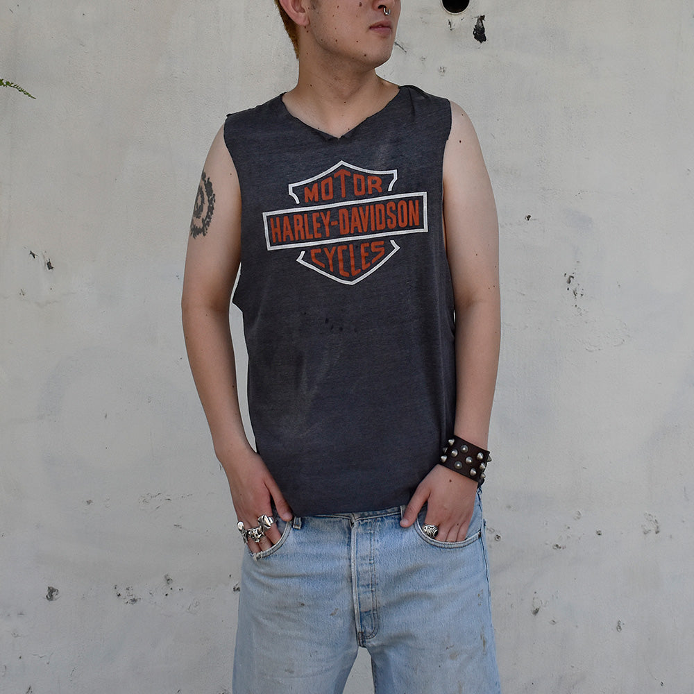 80's “Harley-Davidson“ ロゴ カットオフ！ バイク Tシャツ 250730H