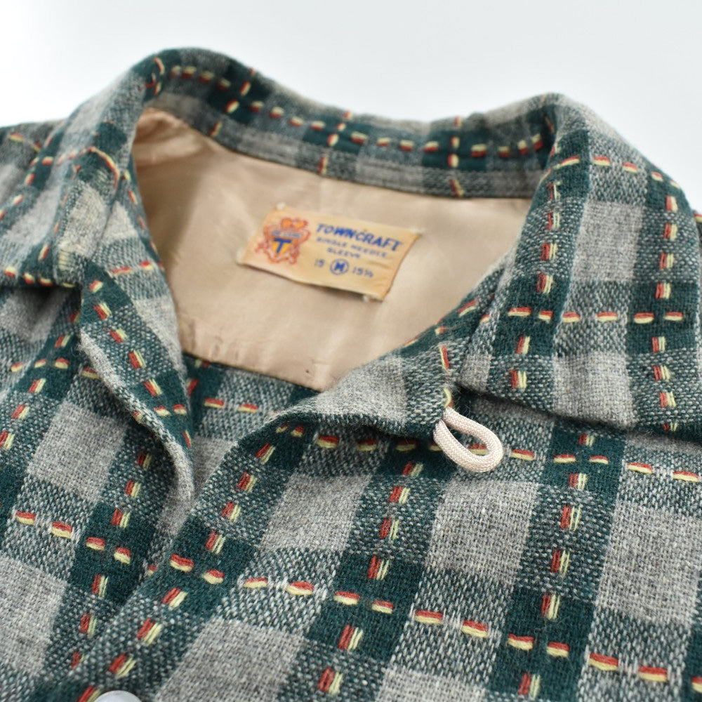50’s TOWNCRAFT ウールチェック オープンカラー 半袖シャツ 260619H