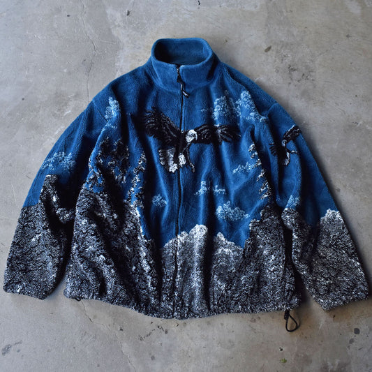 90's SPORTS ATLANTIC WEAR アニマル柄 Eagle フリースジャケット 231116
