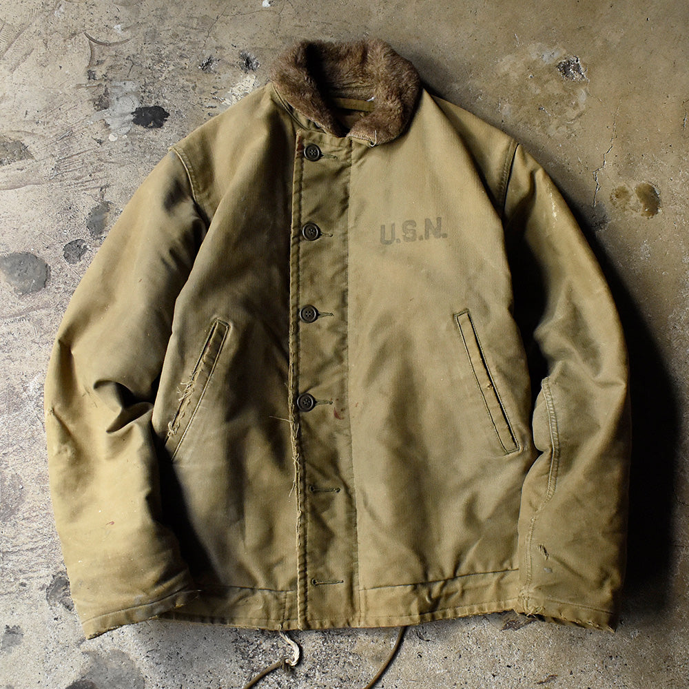 米海軍 N-1 デッキジャケット ステンシル アルパカライナー 1940年 ヴィンテージ