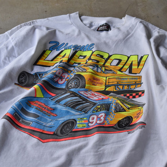 90’s “Wayne Larson #93” サイン入り 両面プリント レーシング Tシャツ USA製 240524