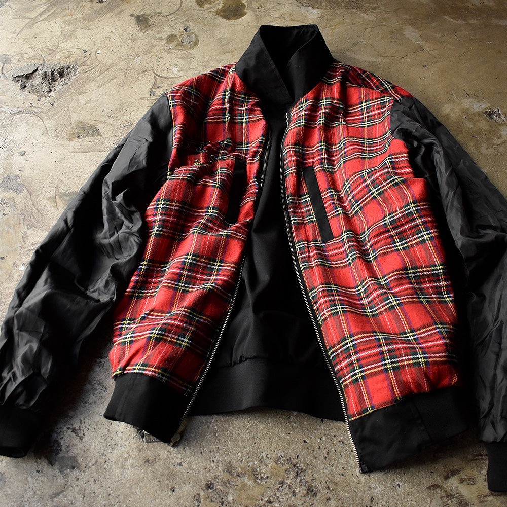 90's～ Harrington ハリントンジャケット ピンズ付き！ ブラック×赤チェック 250317H