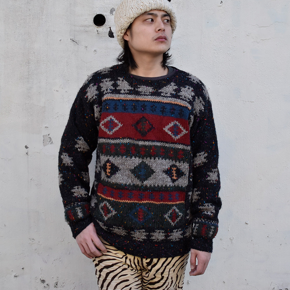 80's～ Woolrich ネイティブ柄 ウールニット 231224H