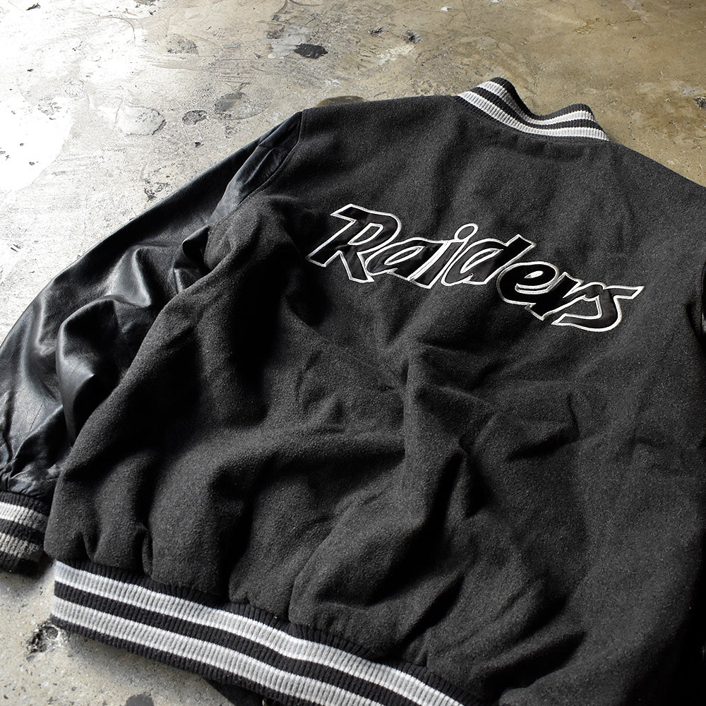 Y2K NFL “Las Vegas Raiders” フェイクレザー切り替え アワードジャケット 231209H