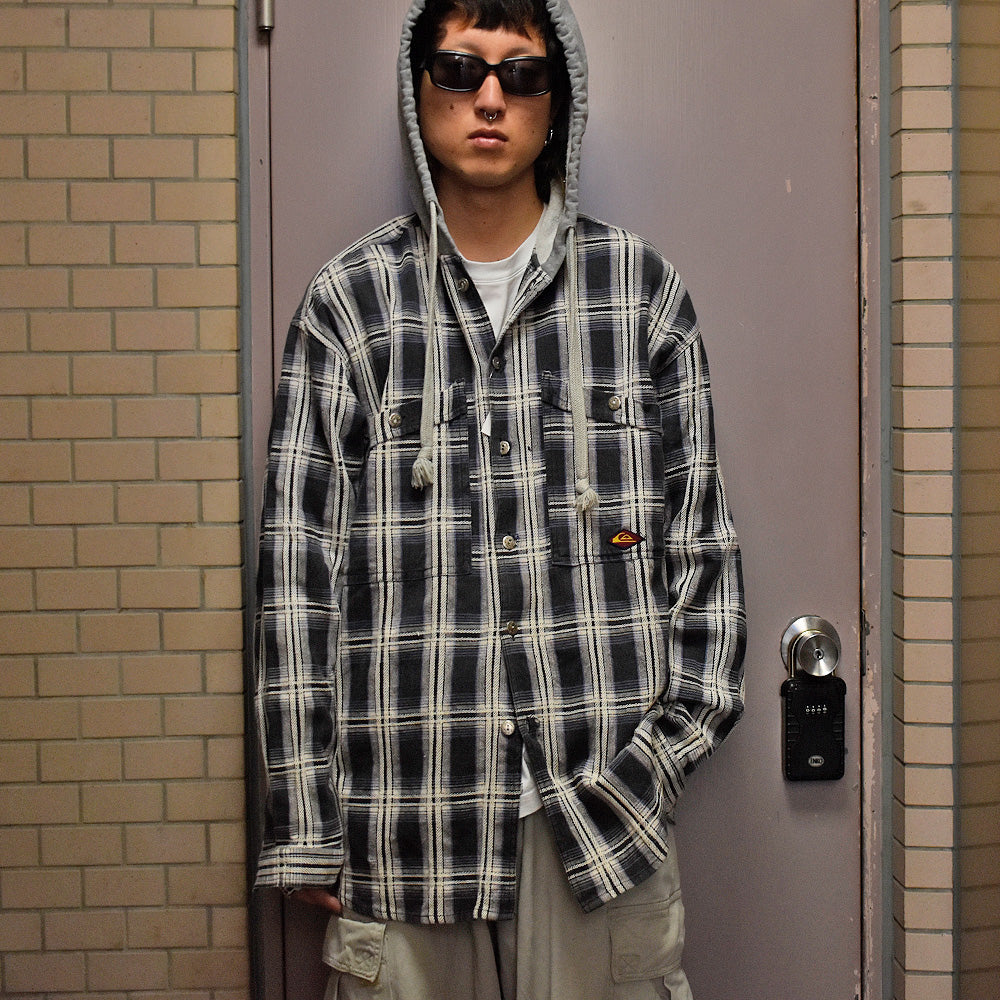 90's Quiksilver フード付き チェック柄シャツ 231216H