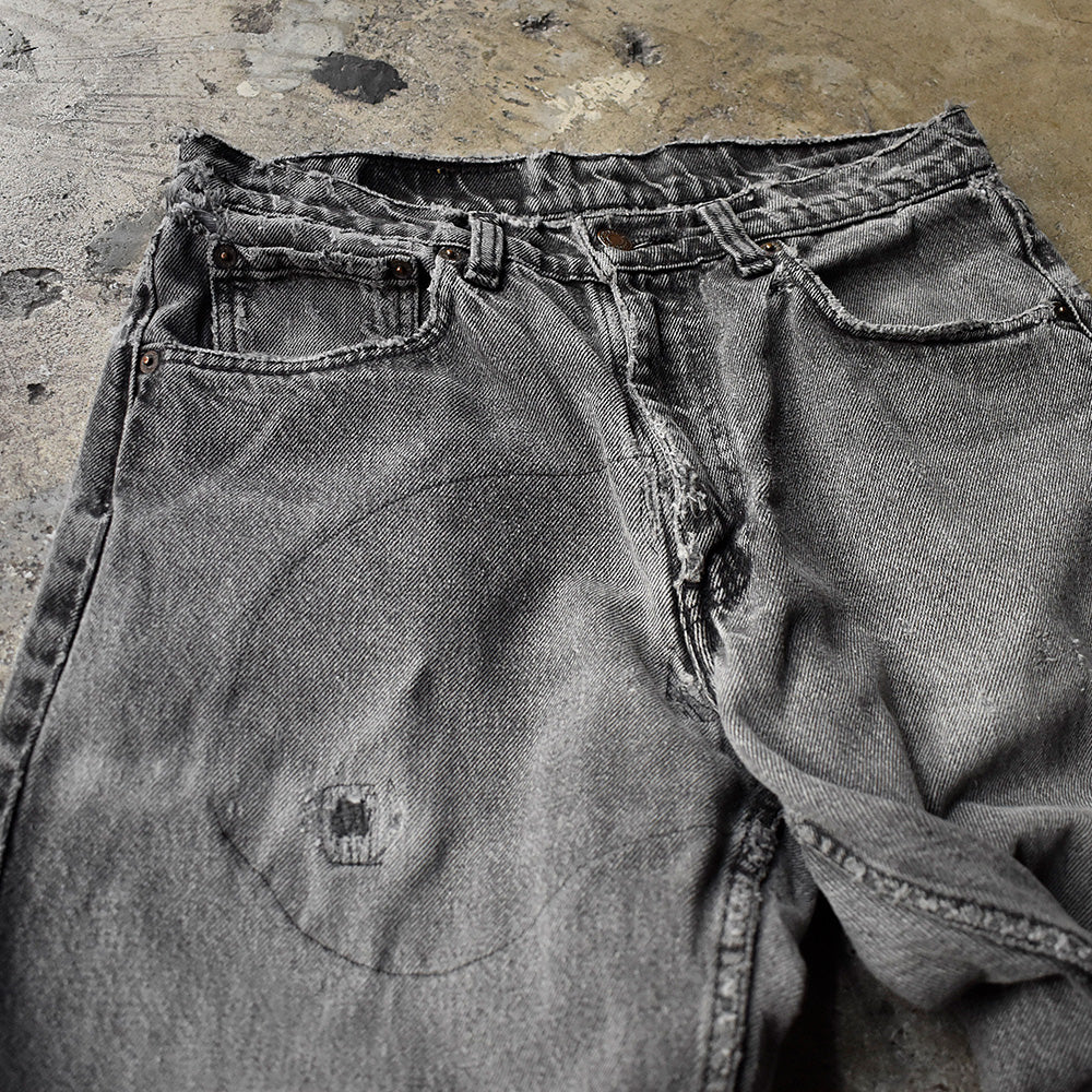 90's Levi's 555 “GO GO GO” RELAXED FIT ブラックデニムパンツ 240226H
