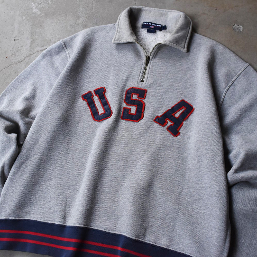 90’s Polo Sport "USA" ハーフジップ スウェット 251209H