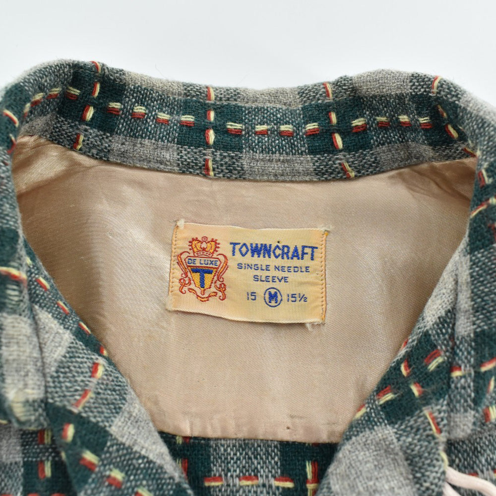 50’s TOWNCRAFT ウールチェック オープンカラー 半袖シャツ 260619H