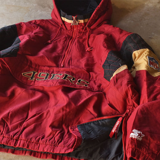 90’s STARTER ”NFL 49ERS” 中綿入り フード ナイロンプルオーバー 231214