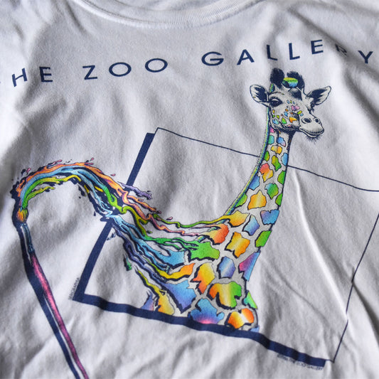 80’s “THE ZOO GALLERY” キリン アート アニマルプリント Tシャツ 240516