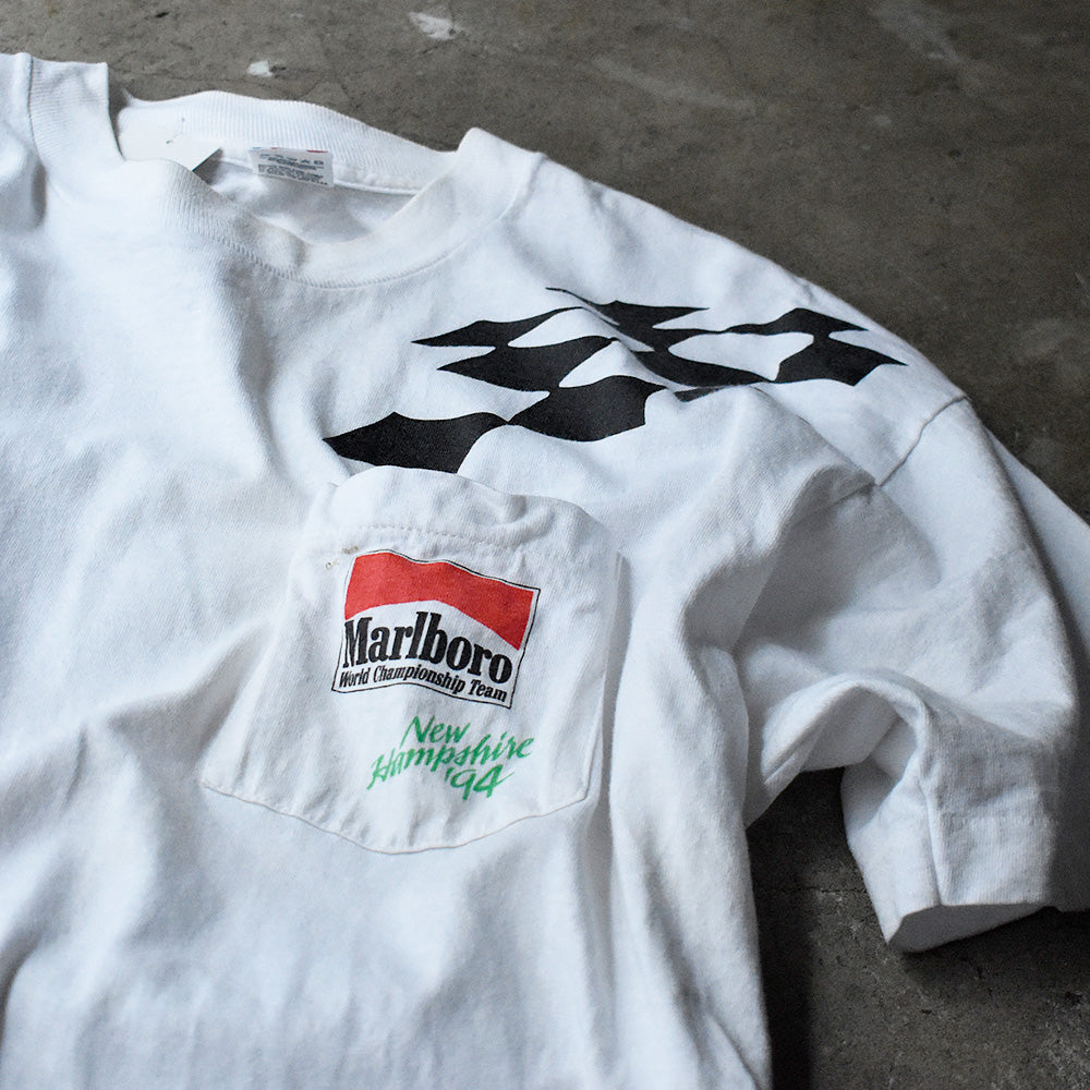 マールボロ レーシング チェッカーフラッグ ポケットTシャツ 1994年 USA製 ヴィンテージ