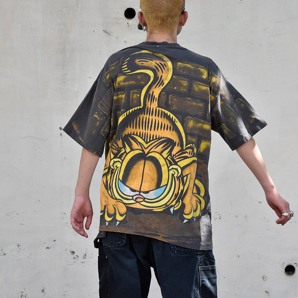 90's AOP！ “Garfield“ Tシャツ USA製 240916H