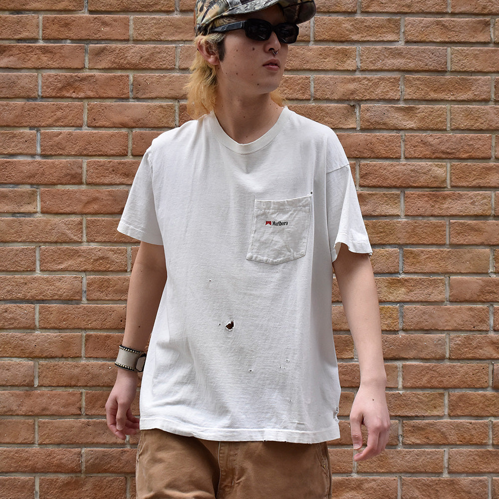 90's ダメージ！ Marlboro "cow boy" Pocket Tシャツ USA製 240308H