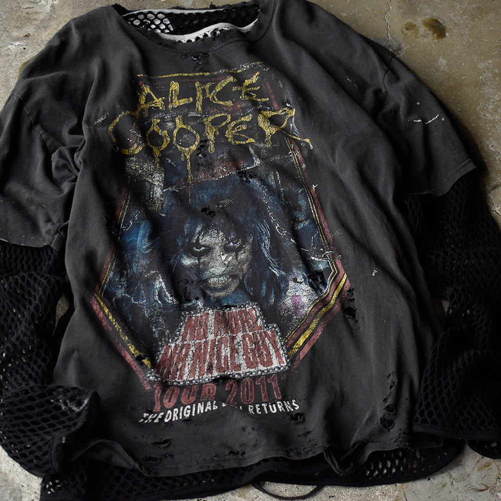 アリス・クーパー No More Mr. Nice Guy ビジュアルグラフィック ツアーTシャツ 2011年 ボロ 古着