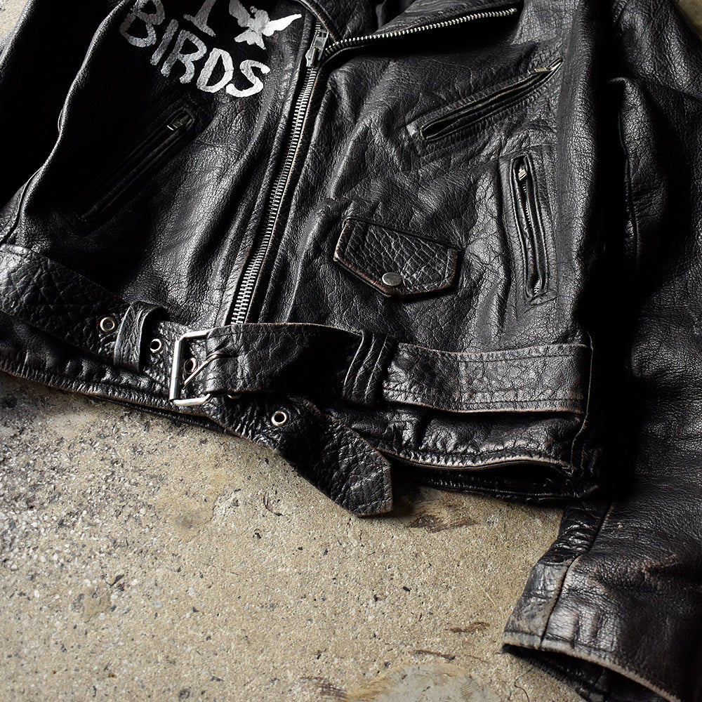 80's～ ハンドペイント！ PROTECH LEATHER APPAREL ライダース レザージャケット 240318H