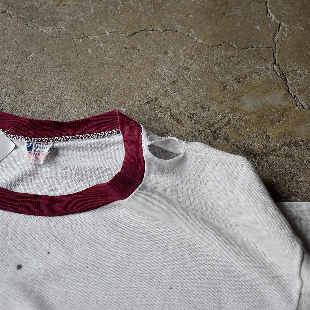 60's Champion “HARVARD” 染み込み リンガーTシャツ USA製 240528H