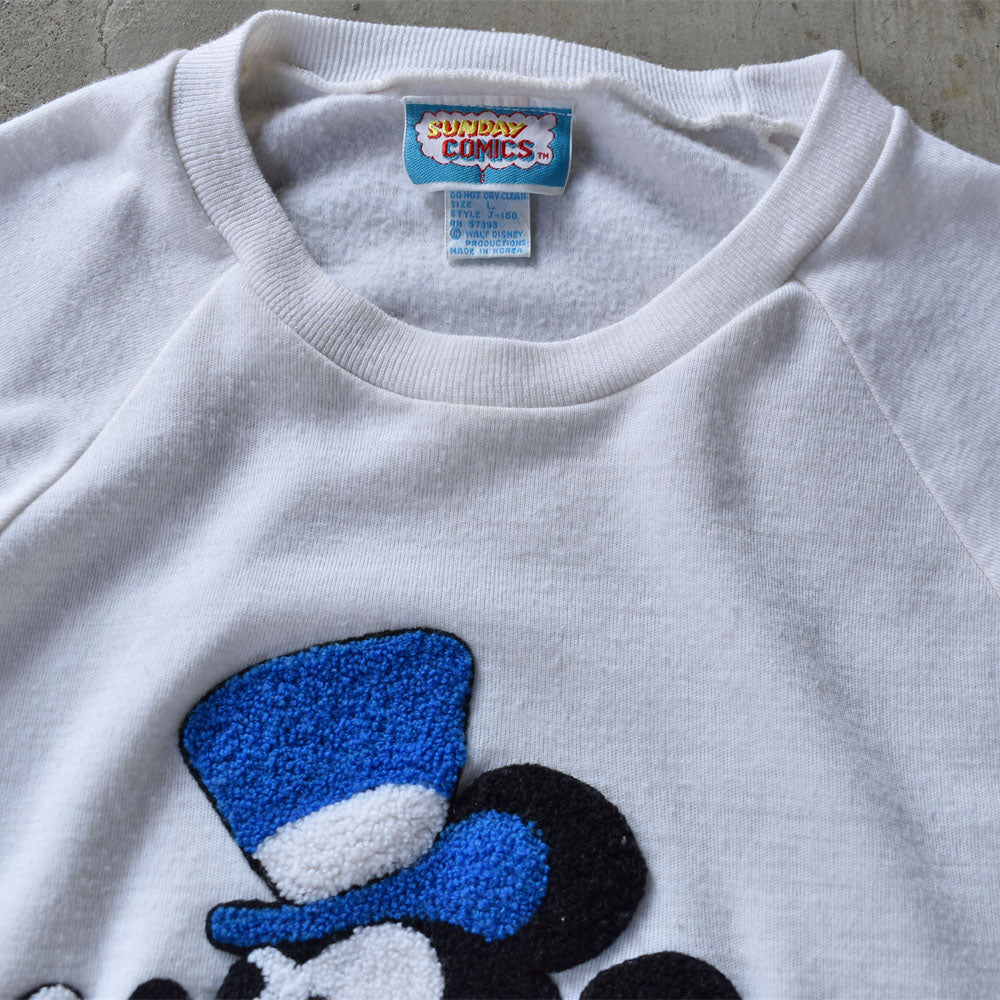 80’s SUNDAY COMICS “Disney Mickey” 刺繍 スウェット USA製 231105