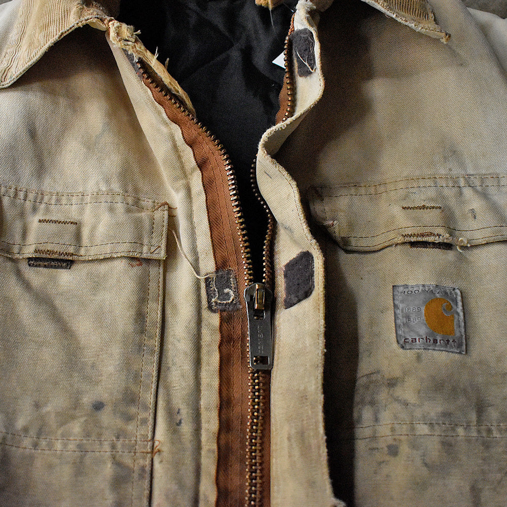 80's ボロ！“100years” Carhartt ダック トラディショナルコート キルティングライナー 231118H
