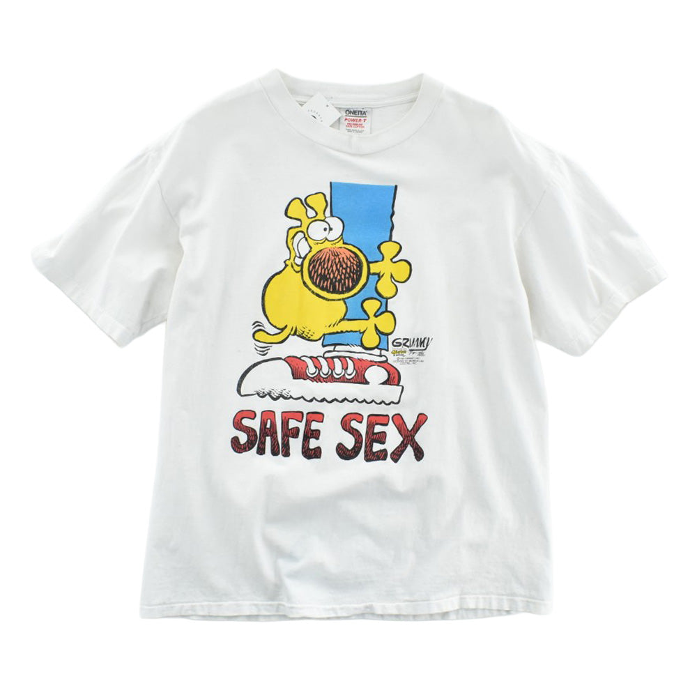 90's Mother Goose & GRIMM "SAFE SEX" メッセージTシャツ USA製 260327H