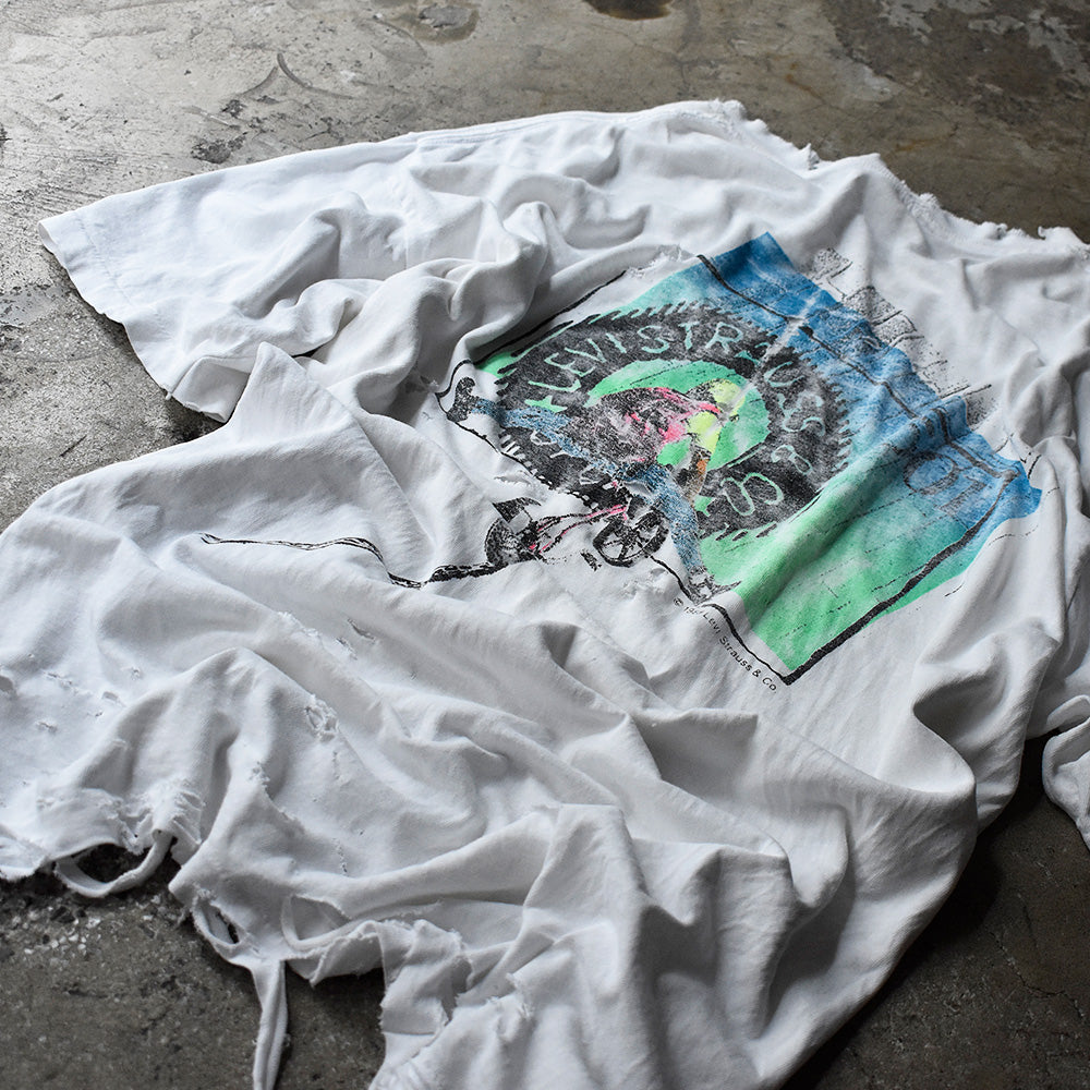 リーバイス 501 自転車グラフィック Tシャツ ボロ 1989年 ヴィンテージ