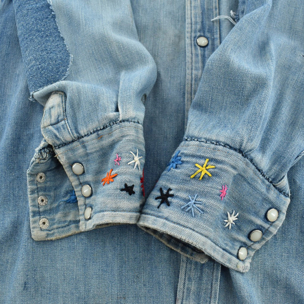 70's Washington DEE-CEE 刺繍カスタム デニム ウエスタンシャツ 260929H