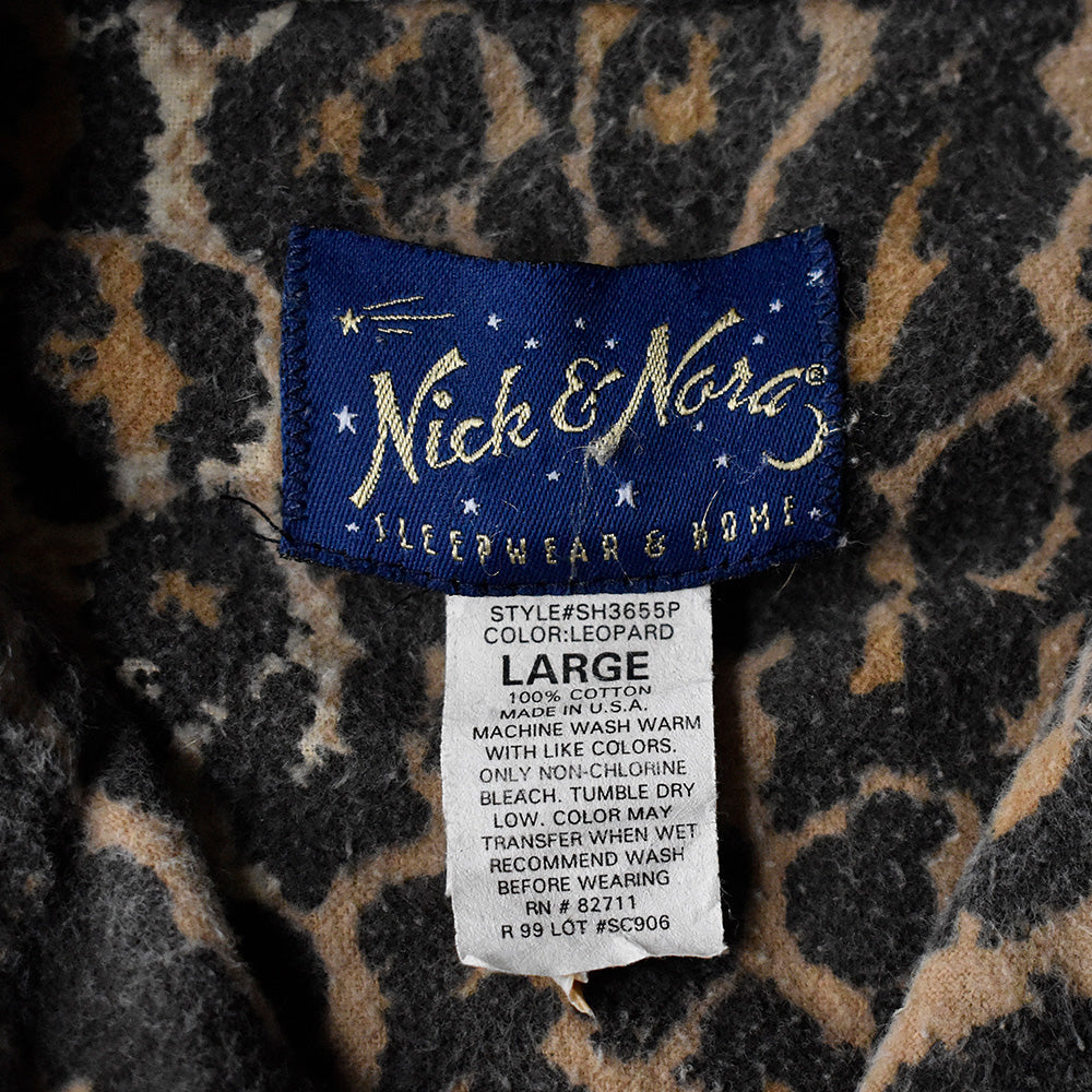 90's “Nick & Nora“ Kurt Cobain レオパード柄 スリーピングシャツ USA製 250318H