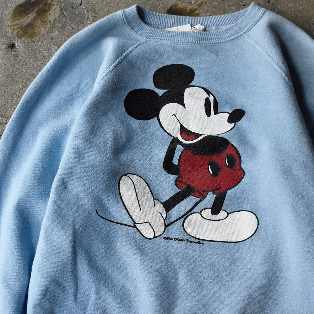 70's Disney “Mickey” 脇下ガゼット ラグランスリーブスウェット 250526H