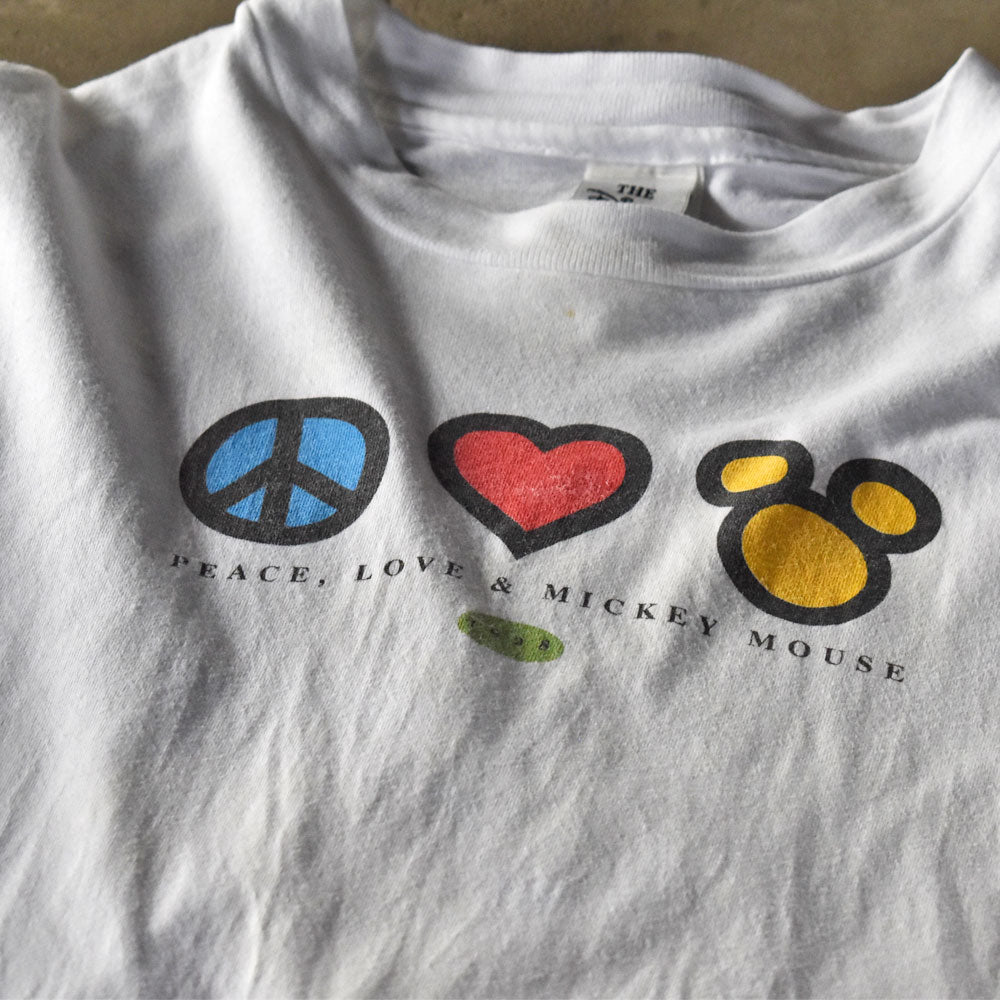 ディズニー ミッキー ピースマーク キャラクターTシャツ 90年代〜 ヴィンテージ