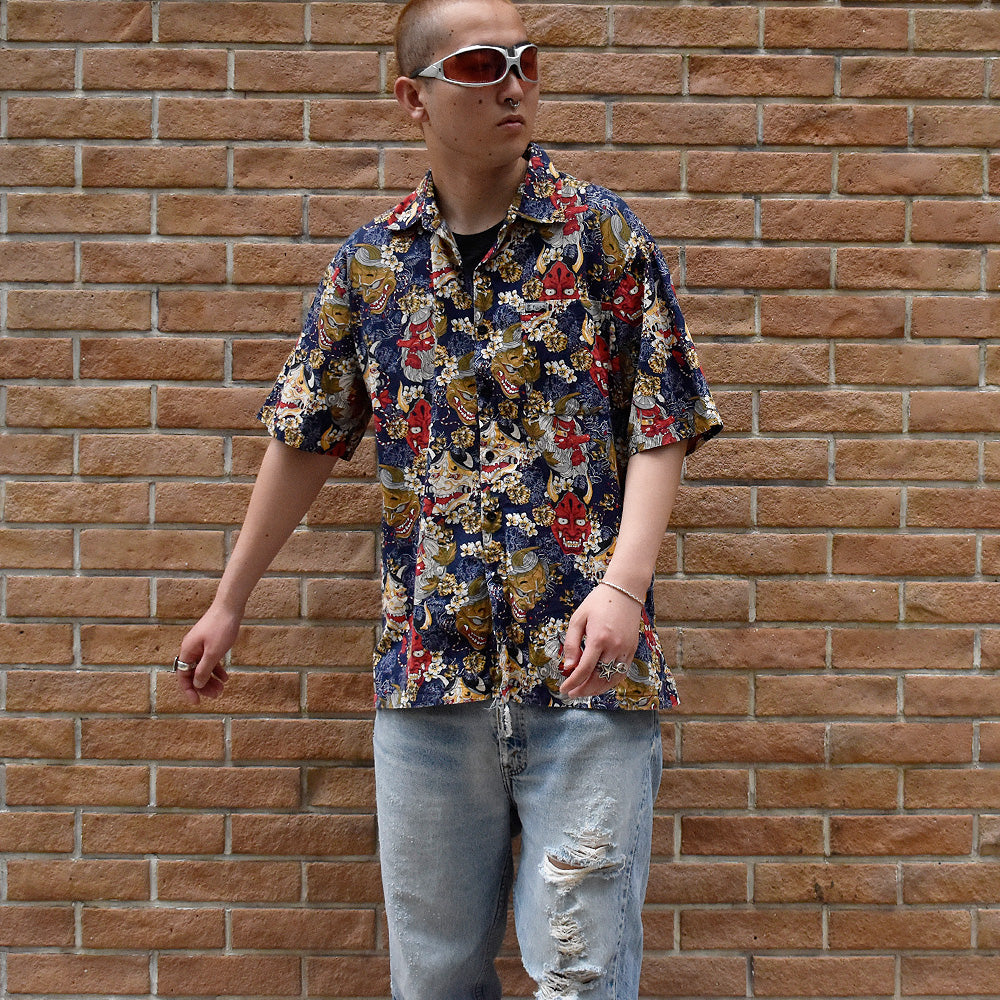 90's～ Pidoza 般若/天狗 総柄シャツ 250706H