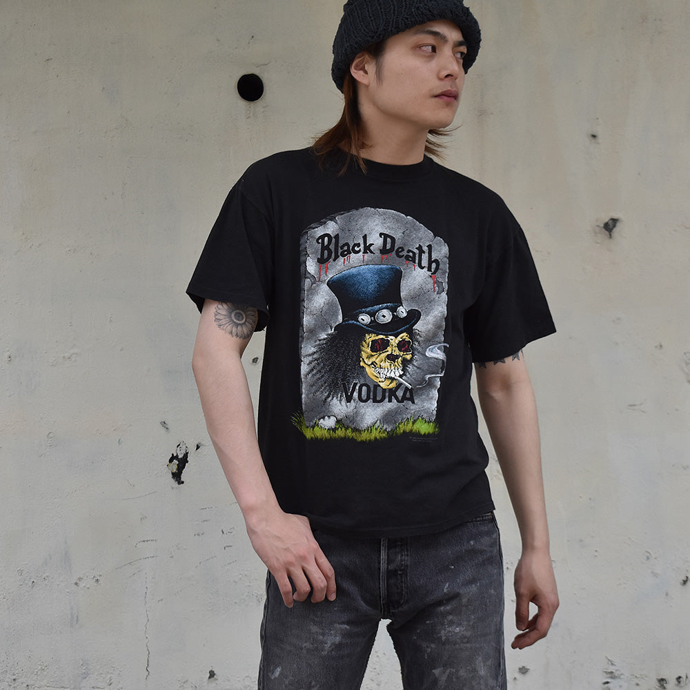 90's　Black Death VODKA/ブラック デス ウォッカ×Pushead/パスヘッド Tee　USA製　230430H