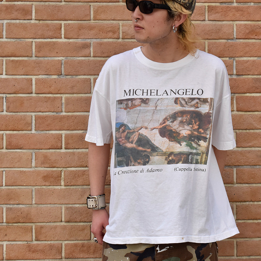 90's MICHELANGELO “Creazione di Adamo” art Tシャツ 240322H