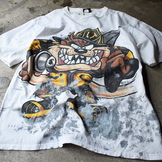 90’s ペンキ! Looney Tunes タズマニアンデビル FIRE DEPT Tシャツ USA製 240510H