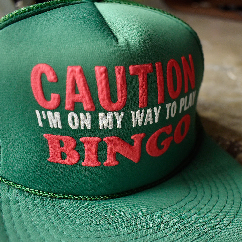 90's デッドストック “CAUTION I'M ON MY WAY TO PLAY BINGO ” メッシュキャップ 250711H