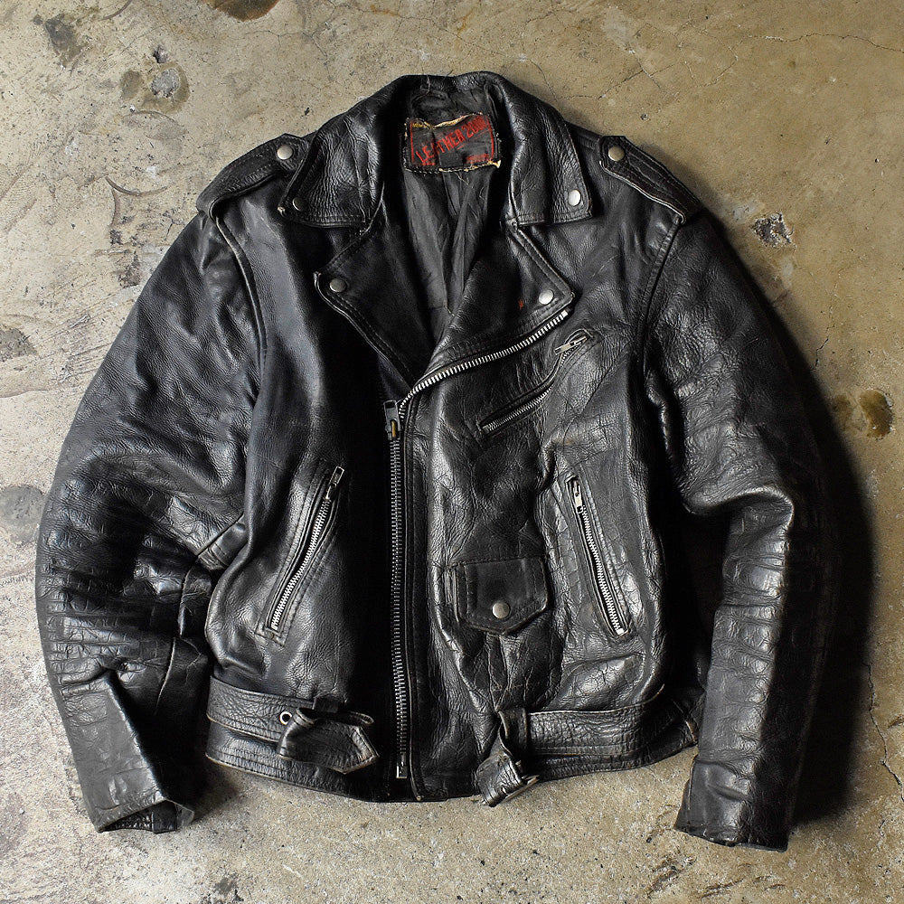 LEATHER 2000 ダブルライダース レザージャケット 1980年 パキスタン製 ヴィンテージ