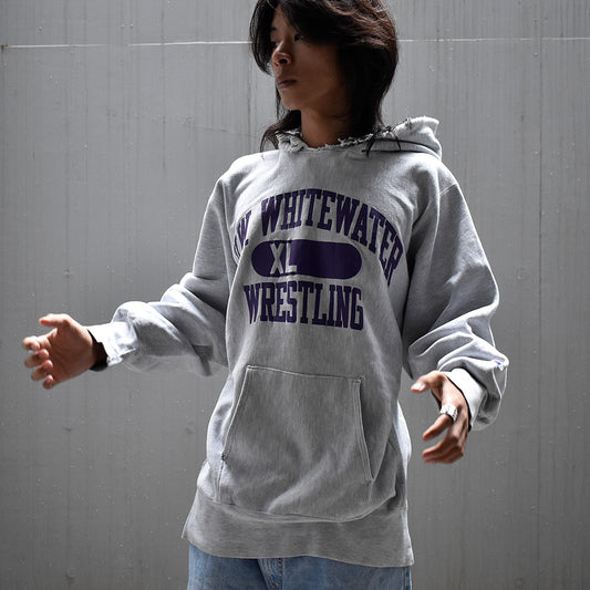 90's　Champion/チャンピオン "U.W.Whitewater Wrestling" 3段プリント RWパーカー　USA製　230823H