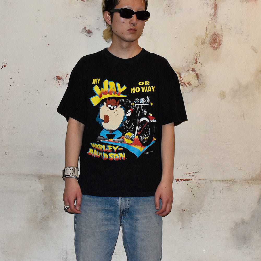 90's Harley-Davidson×Looney Tunes “ハーレー×タズマニアンデビル” Tシャツ USA製 240330H