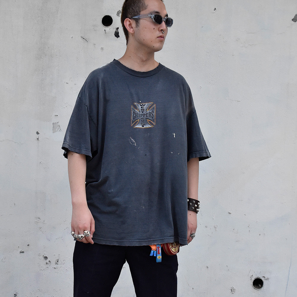 Y2K ダメージ！ “WEST COAST CHOPPERS” iron cross Tシャツ 250721H